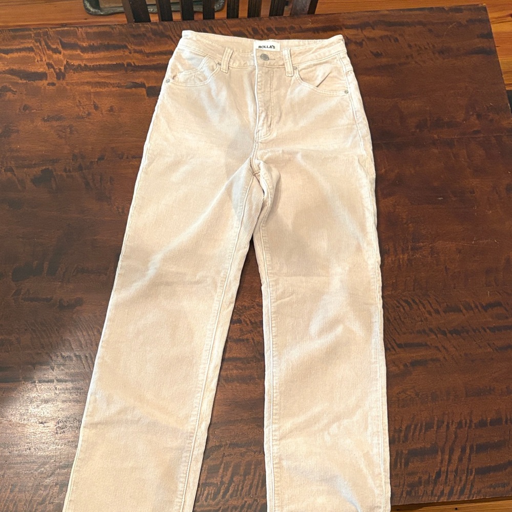 ROLLA'S Cream Corduroy Straight-Leg Pants